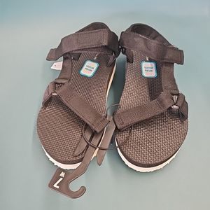 NWT Women's 7 Wide 7W Time And Tru Black Platform Nature Sandals